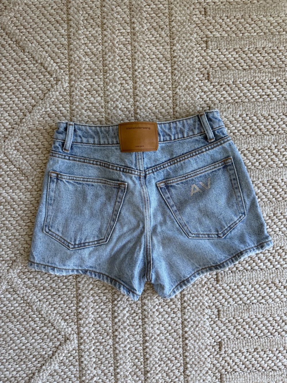 Alexander Wang Washed Light Blue Denim High-Waist Shorts